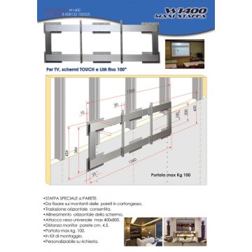 Staffa Tv da parete fino a 100 Tecnidea W1400